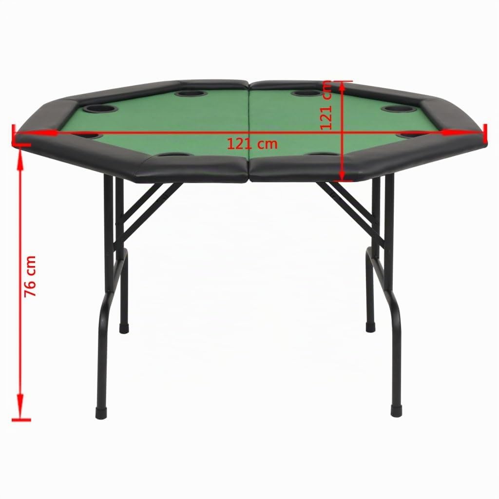 Qualité 30571- Table de poker Malette Poker pliable pour 8 joueurs 2 plis Octogonale Vert Décor