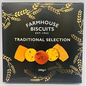 Farmhouse Biscuits Family Luxury Traditional Selection 5 Multi varities 200g, Novelty British Gifts for Men and Women, Teacher Gifts Hamper, Christmas & Happy new year 1 box of 200g