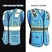 HoliSecure Safety Vest for women, Hi vis Reflective Lady Work vest With 9 Multi Pocket And Zipper(Blue Medium)