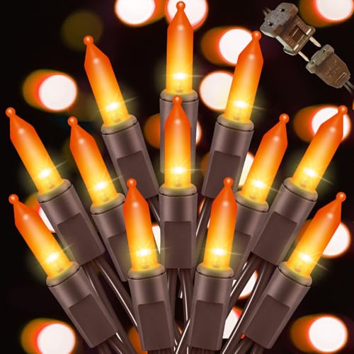 LAMPHOME Orange Halloween Light, 100 Count 20FT String Light,120V UL Certified Orange String Lights...