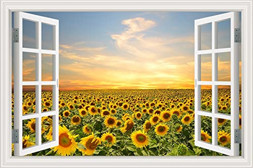 MUMUWUSG Vinyl 3D Wandaufkleber 120X80Cm Sonnenuntergang Himmel...