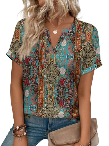 Image of WIHOLL Womens Blouses Spring Tops Short Sleeve Shirts Dressy Casual Summer Vacation Fashion Clothing 2026
