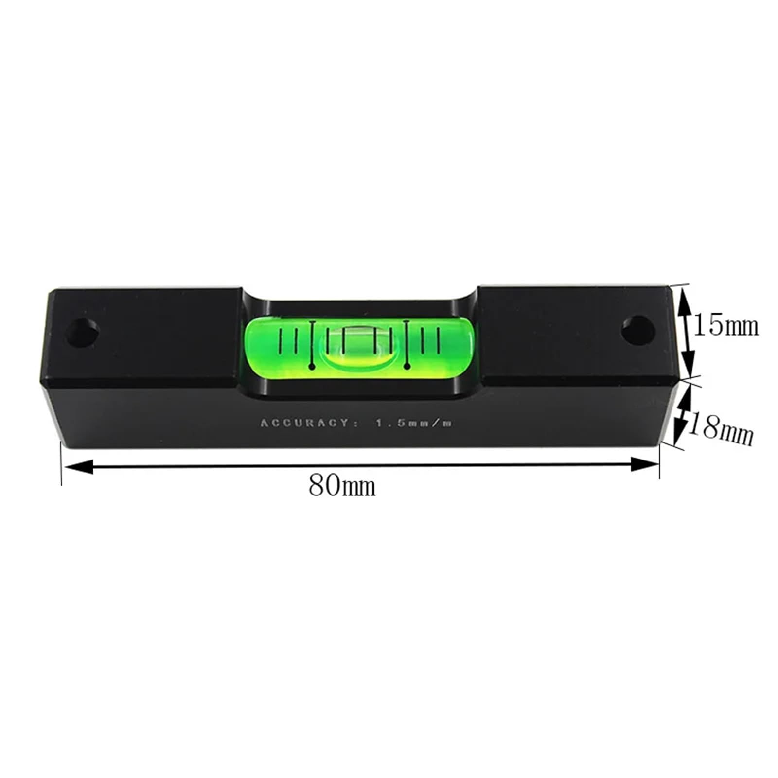 Niveleur de niveau à bulle Portable en alliage d'aluminium, niveau horizontal avec ampoules de flacon en verre, précision 1.5mm par mètre, longueur 80mm(White)