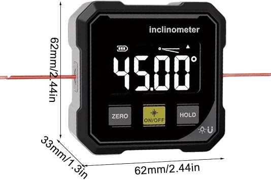 Digital Angle Finder with Laser - 4-Side Magnetic Angle Gauge, Cube Inclinometer with Backlight, Table Saw Miter Protractor, Woodworking Measuring Tool, Gifts for Men