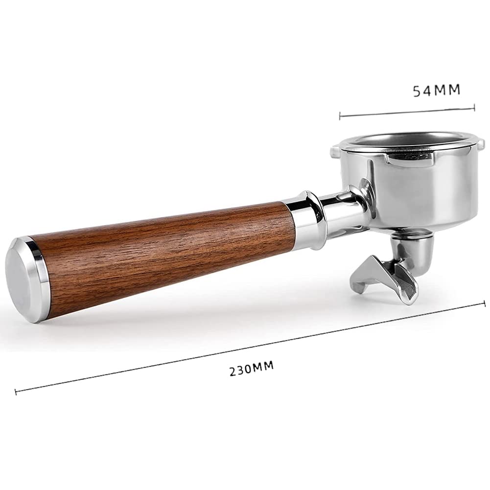 Portafiltro per Espresso da 54 mm Portafiltro per caffè con Doppio Beccuccio e Manico in Noce