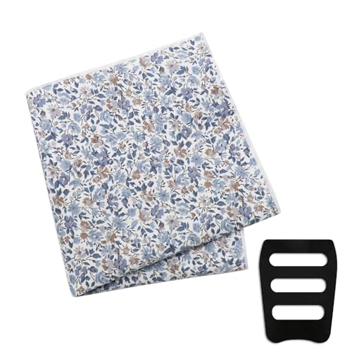 Image of Floral Pocket Squares for Men with Holder Printed Flower Mens Handkerchief Cotton Suit Pocket Hanky for Wedding