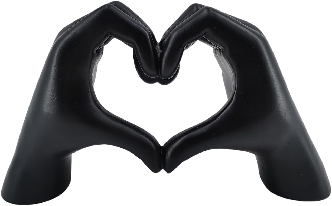 Love Heart Hands Sculpture Black Love Finger Statue Home