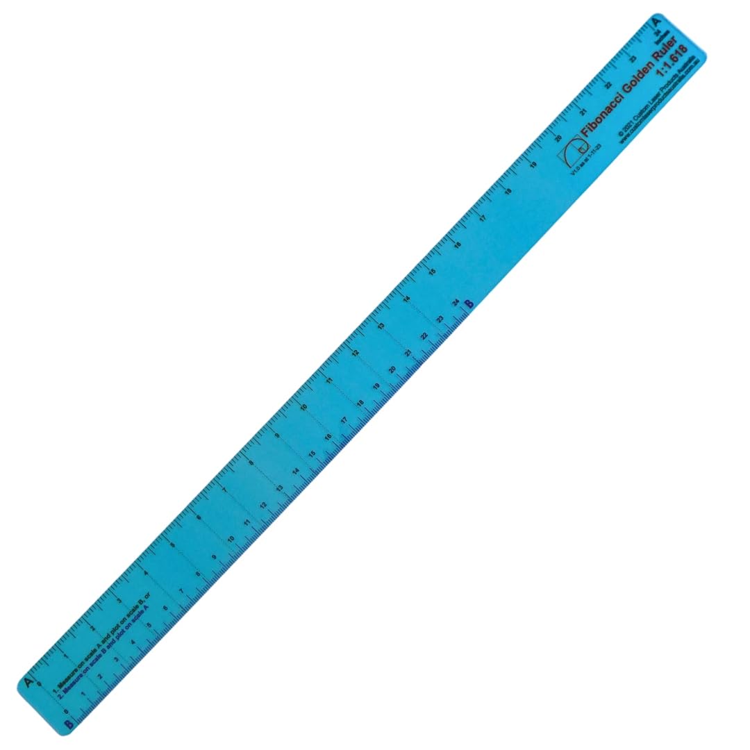 Clpa Clear 24" No-Math Fibonacci Ruler — Flexible Petg — Fibonacci Proportions Without Arithmetic — Drawing, Drafting And Layout — Made In Australia