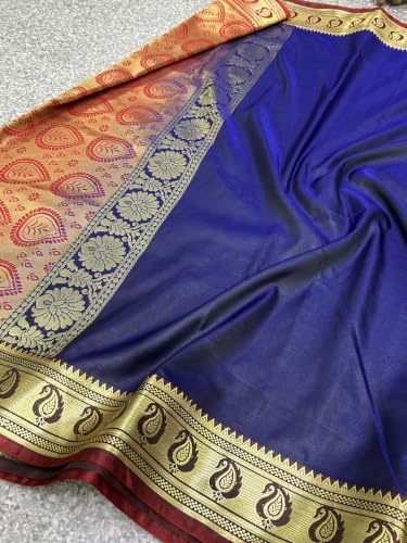 Image of Women's Glory Satin Silk Saree Plain Soft Shiny Elegant Party Traditional Ethnic