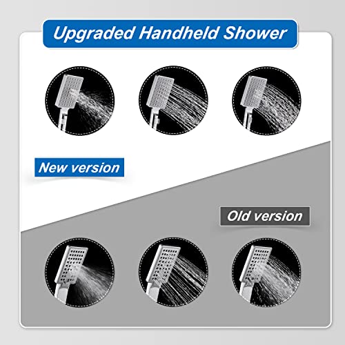 Rovogo Shower Panel Tower With Rainfall Waterfall Shower Head, 5 Body Jets And 3-Function Handheld Shower Head, Stainless Steel Rain Massage System, Wall-Mount Complete Shower Column, Black #TOP7