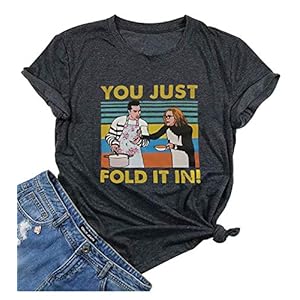 You Just Fold It in T-Shirt Women Funny Letter Print Short Sleeve Shirt Novelty Graphic Tee Top Casual Summer Tshirt (Medium, Gray)