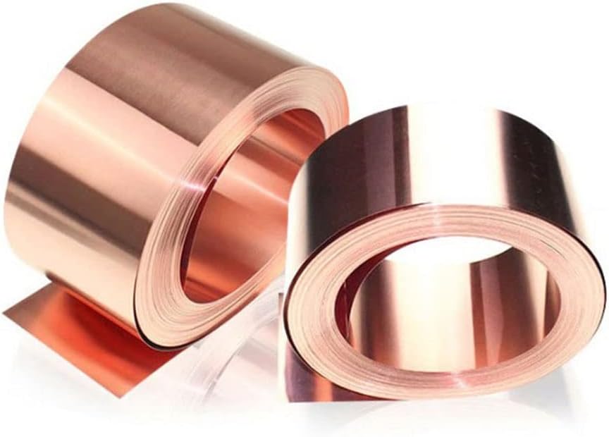Metal Foil Plate,Foil Thin Sheet Plate,1pcs 99.9% Pure Copper Cu Metal Sheet Foil Plate,Copper Foil Tape 0.1/0.2/0.3X10/20/30/40/50X1000 Thickness(0.05mmx200mmx1M)
