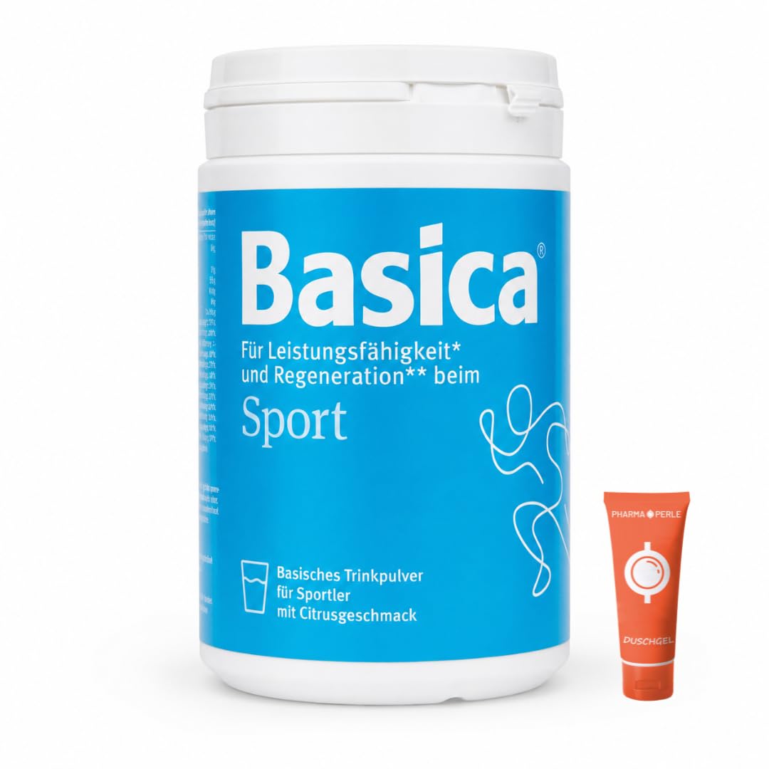 Basica Sport 660 g | Basisches Trinkpulver | mit Pharma Perle Duschgel (2x) | Basisches, schnell lösliches Sportgetränkepulver mit Kohlenhydraten, Elektrolyten, Mineralstoffen und Vitaminen