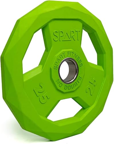 Miniatura 1 de SPART Placa de peso con código de color de 2 pulgadas, placa de agarre olímpico con revestimiento de goma para barra, placas de peso de hierro