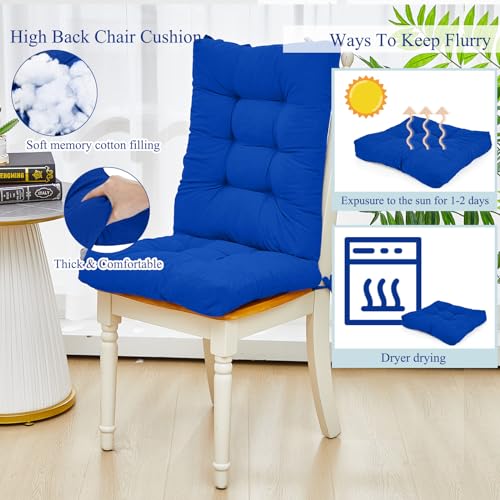 Image of Juexica Royal Blue 17 x 17 Inch 4 Sets Outdoor Patio Chair Cushion