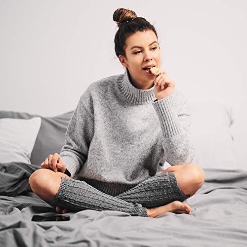 Image of SATINIOR Syhood 4 Pairs Cable Knit Leg Warmers Women Winter Knitted Crochet Knee Boot Stockings Cuffs Long Legging Socks