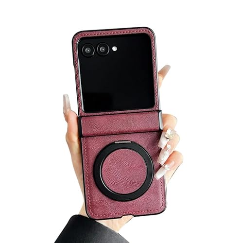 AGENIUS�EFor Razr 70 Ultra �P�[�X �J�o�[ PU���U�[ �܂肽���݌^ ��̌^�����O�t�� �X�^���h�@�\ For ���g���[�� ���C�U�[70(���b�h)