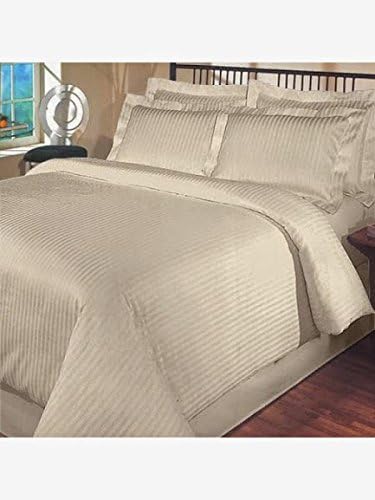 500-Thread-Count Super Soft Zipper Closure Designer 1-Piece Luxury Duvet Cover King/Eastern King Stripe Beige