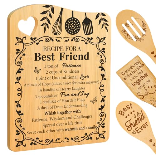 Aremdys Best Friend Birthday Gifts for Women, Recipe for A Best Friend Cutting Boards Set Birthday...