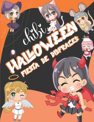 Chibi halloween Fiesta de Disfraces: Chicas Chibi Libro Para Colorear 50 diseños Kawaii sobre...