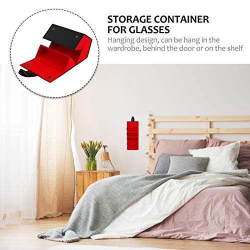 CLISPEED 5 Slots Organizer Coletor de Viagem Óculos De Sol Óculos De Couro Preto Caso 13X16. 5 Centí