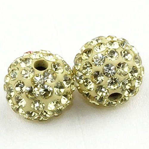 RUBYCA Pave Czech Crystal Disco Ball Clay Beads fit Shamballa Jewelry (50pcs, 12mm, Light Yellow) - Image 2