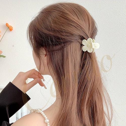 Image of Cerrito 6 Pcs Small Matte Hair Claw Clips for Women & Girls | Flower Mini Clamps | Strong Hold NonSlip Clips for Thick & Thin Hair | Neutral Color | Durable Hair Accessories for Casual, Styling | Multicolor