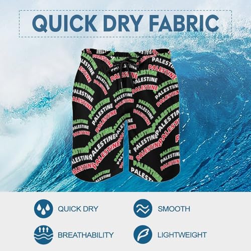 Palestine Mens Swim Trunks Quick Dry Beach Swimming Shorts with Mesh Lining and Pockets 6