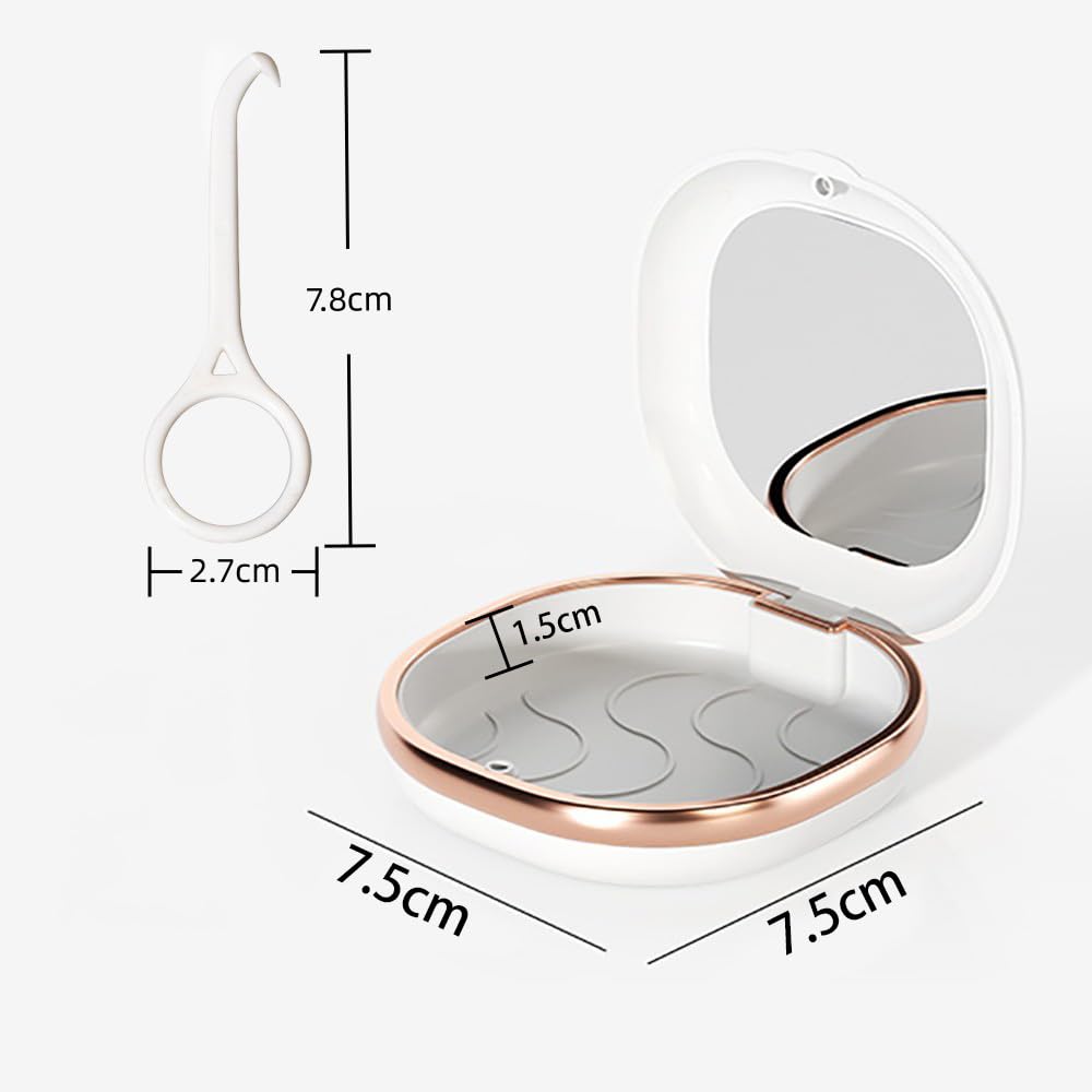 Hodaqe Slim Retainer Case with Mirror and Removal Tool, White