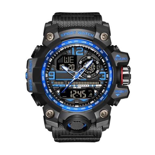 Reloj Militar Hombre Reloj Deportivo Impermeable Digital 50M con Alarma, Cronómetro LED Doble Pantalla, azul