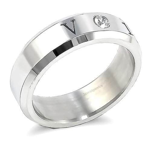 Jewelgenics BTS Kpop V Name & DOB Stainless Steel Ring for Boys & Men (Silver)