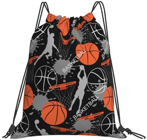 Muitanerkd Basketball Drawstring Bags Basketball Bag Drawstring Backpack Basketball Party Favors, Water Resistant String Bag for Gym Sport Gift