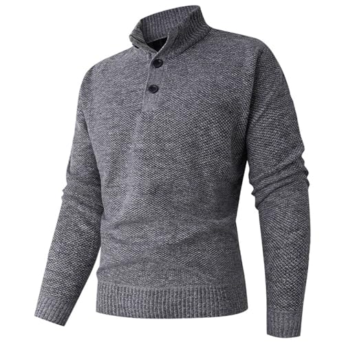 Cambkatl Men's Button Up Stylish Stand Collar Sweaters - Stretch Casual Long Sleeve Pullover Knitted Sweater Tops4