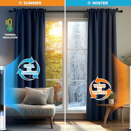 Image of Deconovo Black Out Curtains 63 Inches Long for Living Room and Bedroom