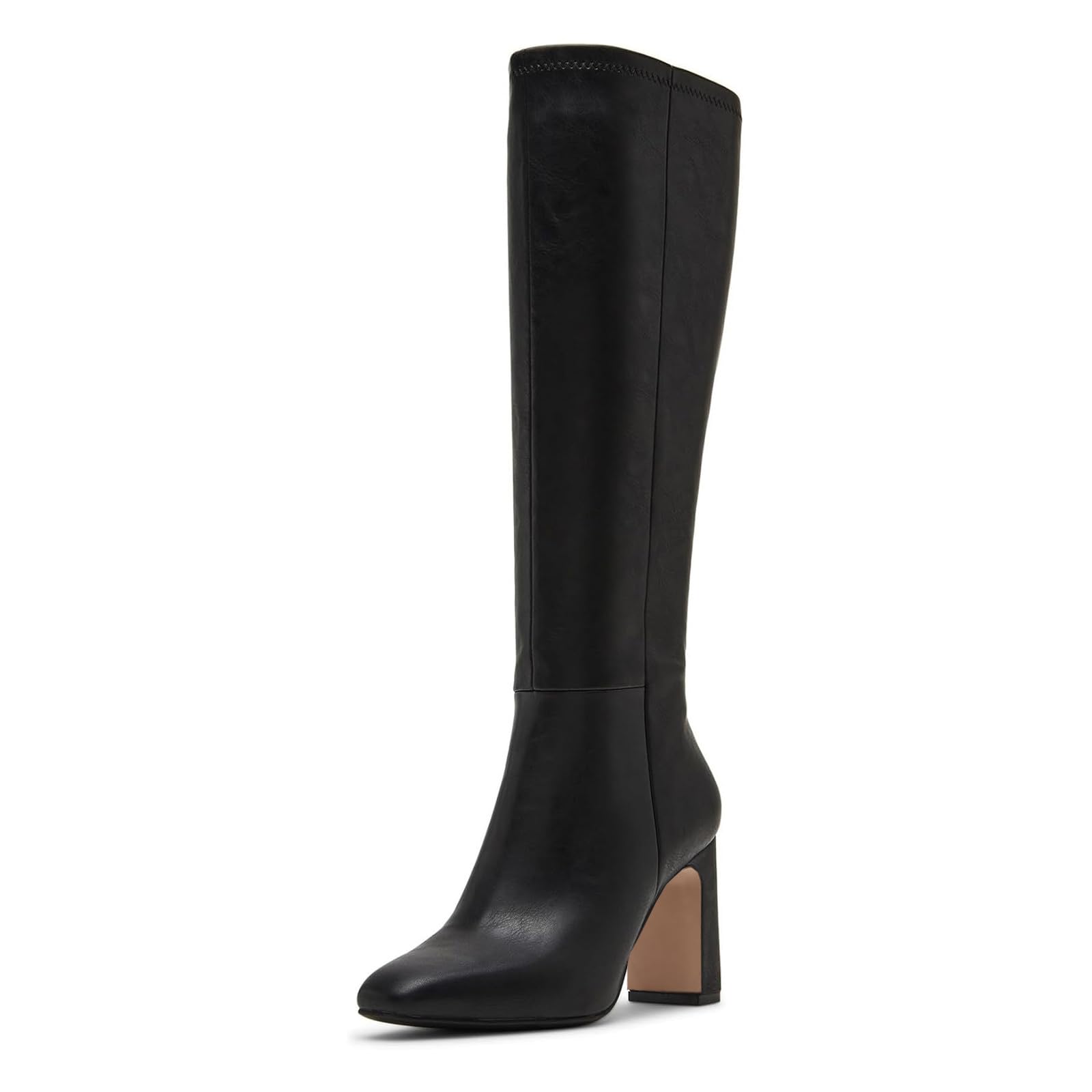 MICIFA Knee High Boots Women Chunky Heel Square Toe Tall Boot for Women Leather Side Zipper Long Shoes