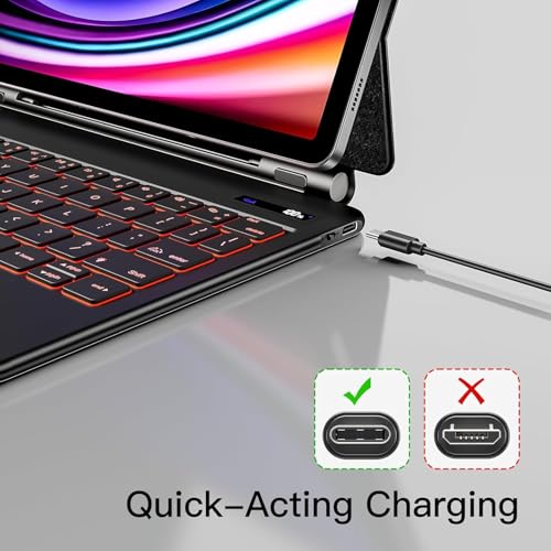 Image of RTSY Magic Style Keyboard case for Samsung Galaxy Tab S11, S10 Lite, S10FE, S9, S9 FE, S8, S7 (11 /10.9 Inch) with 7-Colors Backlit & Precision Trackpad, Floating Cantilever Magnetic Stand (Black)
