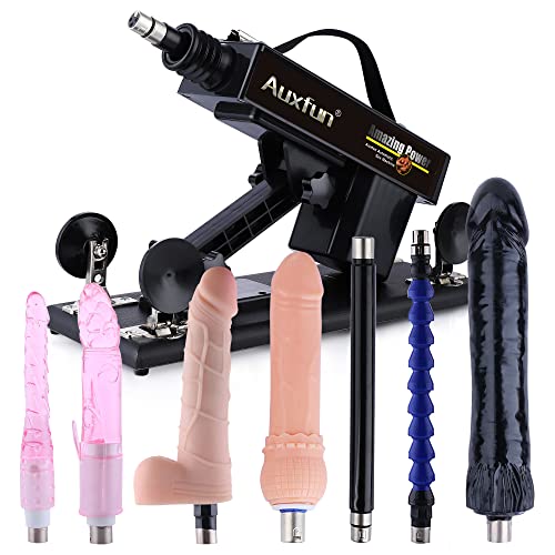 Auxfun Fickmaschine Sexmaschine mit Dildos,3XLR-Stecker Love Machine mit 7 Aufsätze,Einstellbares Geschwindigkeitswinkel Dildo Maschine,Sexspielzeug für die Frau Männer