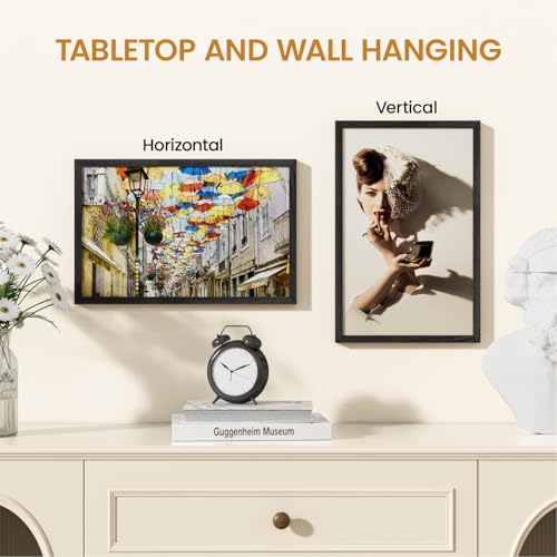 Image of 10x16 Picture Frame,Solid Oak Wood 10 inchx16 inch Photo Frame, Black Color Tempered Real Glass 10 by 16 Wooden Frames with No Mat,16x10 Picture Frames for Wall or Tabletop Display