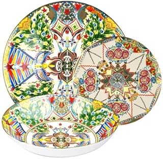 Baci Milano Juego de 18 platos de la colección Cosy Xmas Gold de porcelana