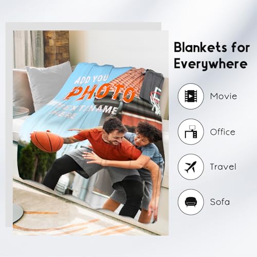 Personalized Blanket Gifts with Picture for Kids Adults - Custom Warm Flannel Blanket with Name for Couch (4 Sizes Choose)
