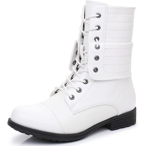 GLOBALWIN Women's Fashion Low Heels Lace Up Ankle Boots