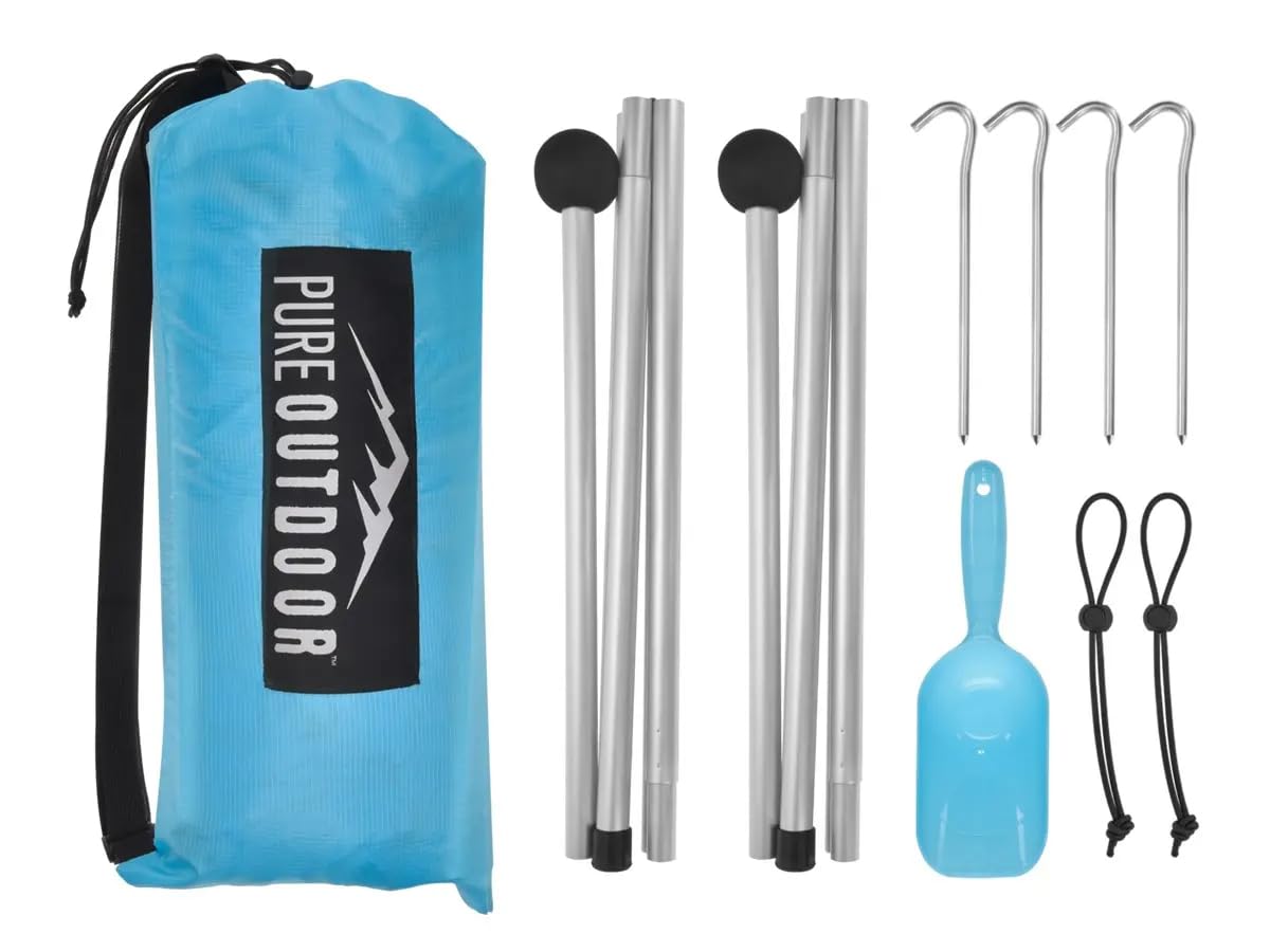 Monoprice Sombrilla de playa y campamento para 4 personas, de 7 pies, con protección UV UPF 50+, tela de licra elástica y ligera, fácil sombra para la playa, camping y eventos deportivos