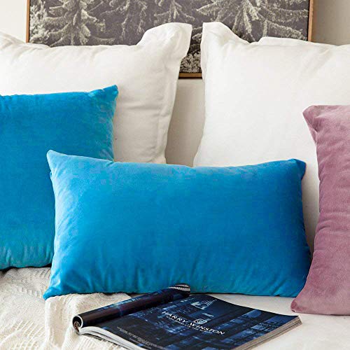 Image of Khooti Velvet 200 TC Cushion Cover Pack Of 1-14 inchX14 inch /36X36 Cm-Bondi Blue-Soft Pillow Covers Cushion Case For Sofa Bedroom Living room Chair Car