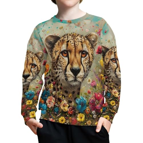 PinUp Angel Funny Animal Graphic Pullover Long Sleeve Cute Oil Painting Patterned Pullover Tops Cartoon Sweatshirt For Kids - Main Image