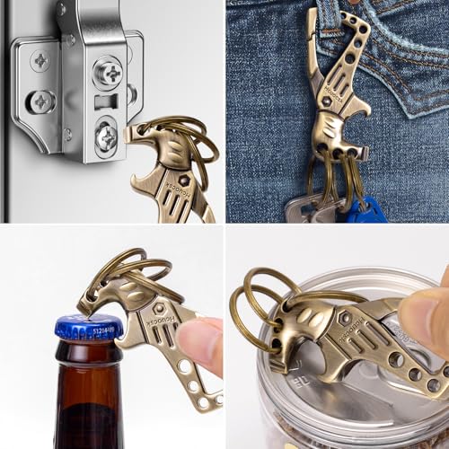 Image of Heavy Duty Key chain, Carabiner Clip Keychain with Bottle Opener, 3 Key Rings for Car Keys, Metal Secure Snap Lock, Family Present for Men and Women(Bronze,1-Pack)