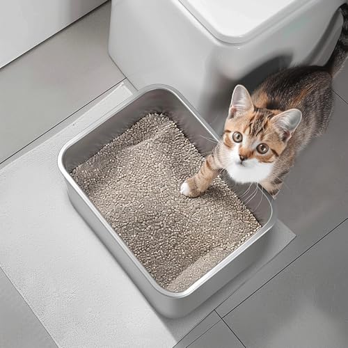 Arenero de Acero Inoxidable para Gatos Grandes 17.5" L miniatura 5