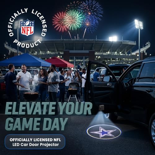 Image of LED Car Door Light - Officially Licensed NFL Wireless Projector - Show Your Team Pride - Battery Powered, Easy Install