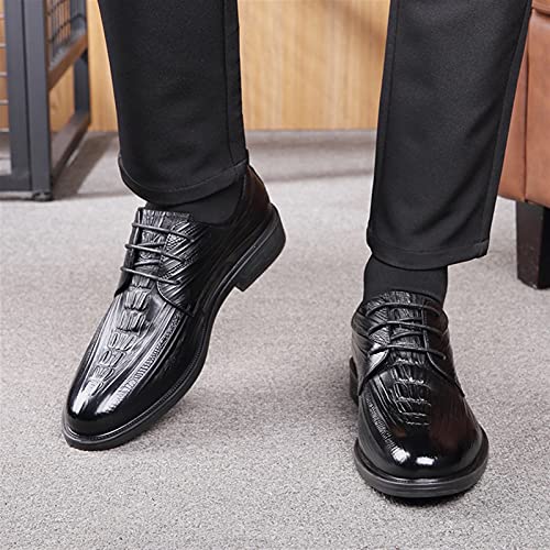 Zapatos Oxford de vestir en cuero con relieve de cocodrilo y tacón fuerte 4