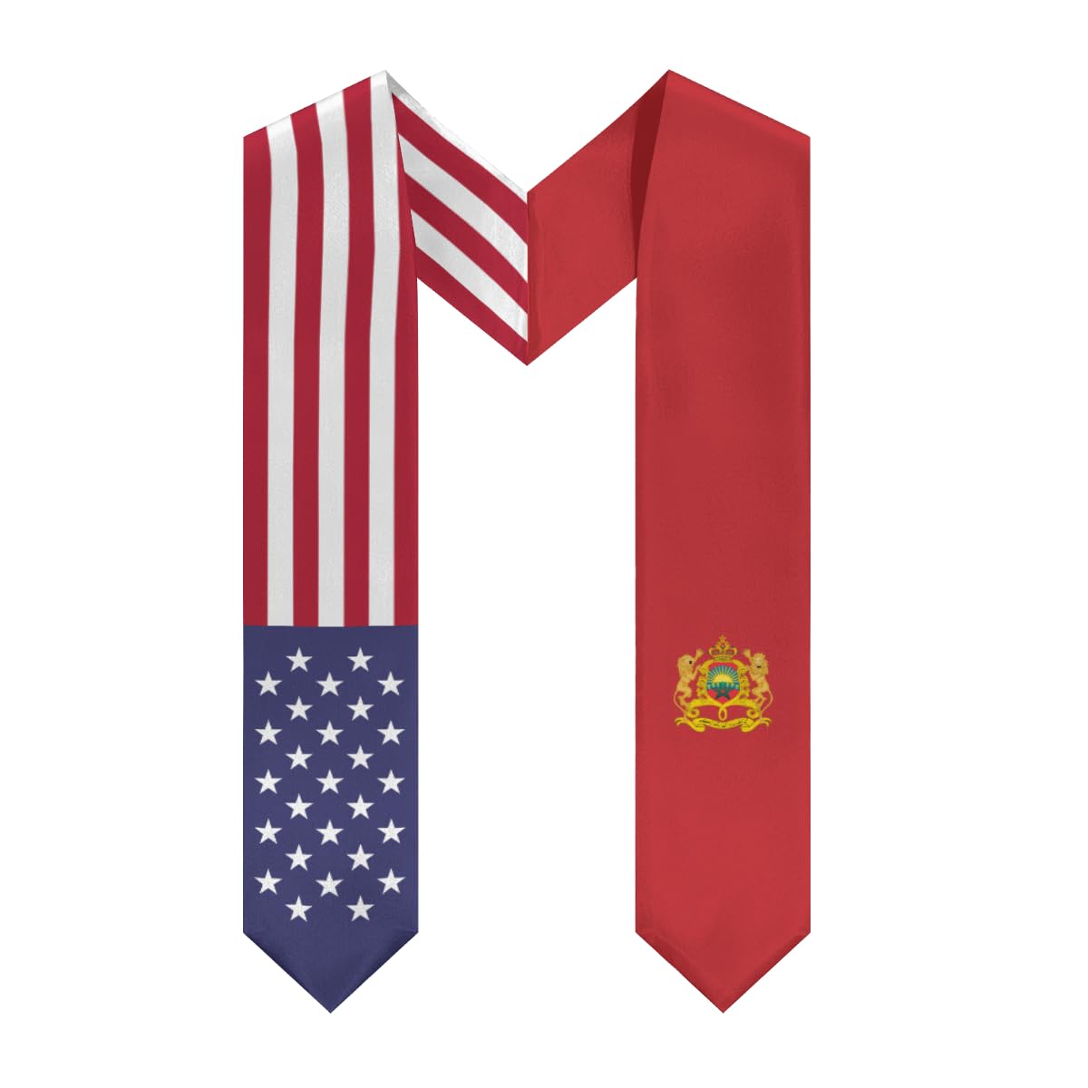 DABOYOZHZH Emblem Morocco Mix United States Flag Graduation Stole Sash For Study Aboard International Students