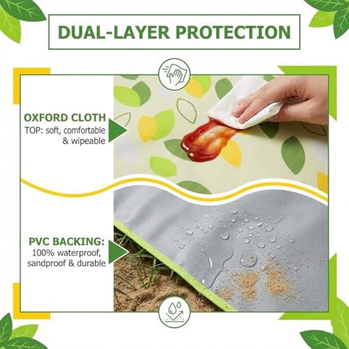 AEUXZA Picknickdecke 100x150 cm Faltbar, Wasserdichte Stranddecke für 2-3 Personen, Kompakte Outdoor Matte für Park Camping Wandern Garten, Grün-Weiß Kariert